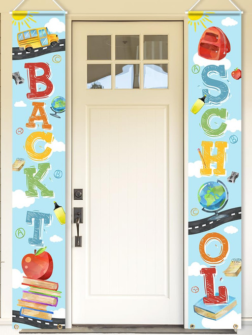 Back to School Banner Decoration,Welcome Back to School Porch Sign First Day of School Door Banner for Kindergarten Back to School First Day of School Classroom Decoration(Back to School)