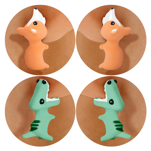 EONGEE 2 Pairs 3D Polymer Clay Cute Animal Bite Ear Earring Studs 3D Cartoon Handmade Dinosaur Corgi Bite Ears Stud Earring for Women Girls Kids Halloween Christmas