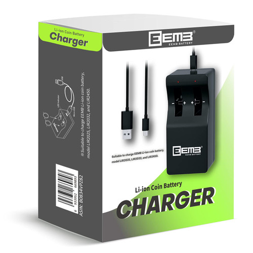 EEMB LIR2032 Rechargeable Battery Charger 2032 Li-ion Battery Charger for 3.7V 45mAh Lithium-ion Coin Cell Battery