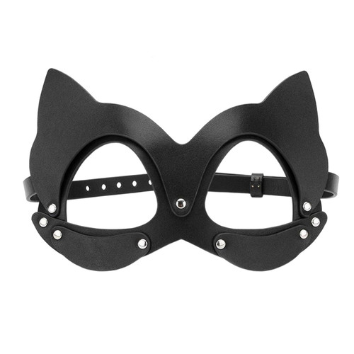 Dzrige Woman Leather Cat Mask Half Face Cat Mask Cat Ears Mask Cosplay Costume Accessory for Halloween Carnival Masquerade Birthday Party Cosplay