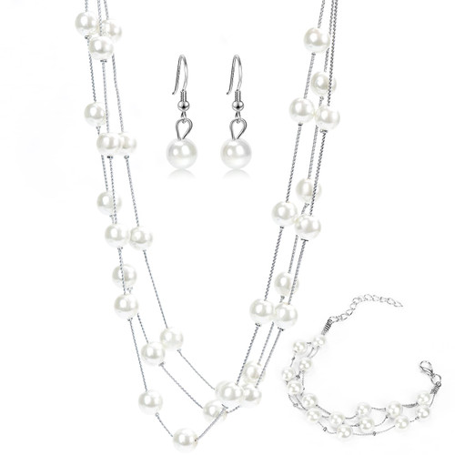 4 Pieces Layered Simulated Pearl Necklace Bracelet Earring Set Multi-Strand Bridal Choker Wedding Jewelry for Bride Bridesmaid White Pearl Necklace Pearl Earring for Women Beaded Wedding Jewelry 4 Pieces Layered Simulated Pearl Necklace Bracelet Earring Set Multi-Strand Bridal Choker Wedding Jewelry for Bride Bridesmaid White Pearl Necklace Pearl Earring for Women Beaded Wedding Jewelry