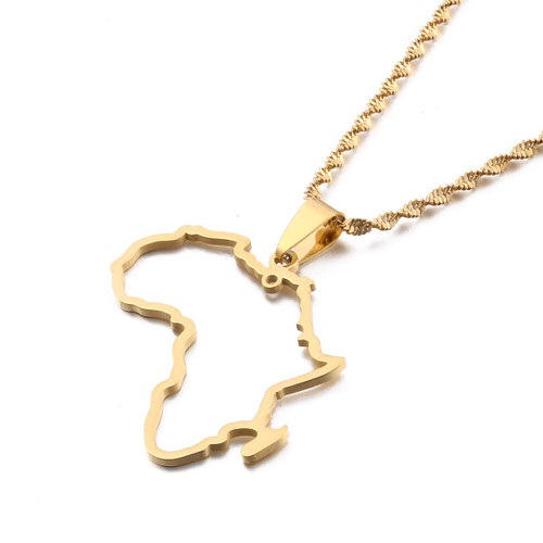 Stainless Steel Hip-hop Style Africa Map Pendant Necklaces African of Maps Jewelry Stainless Steel Hip-hop Style Africa Map Pendant Necklaces African of Maps Jewelry
