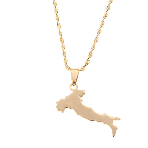 Stainless Steel Map of Italy Necklace Pendant Jewelry for Italian (Gold) Stainless Steel Map of Italy Necklace Pendant Jewelry for Italian (Gold)