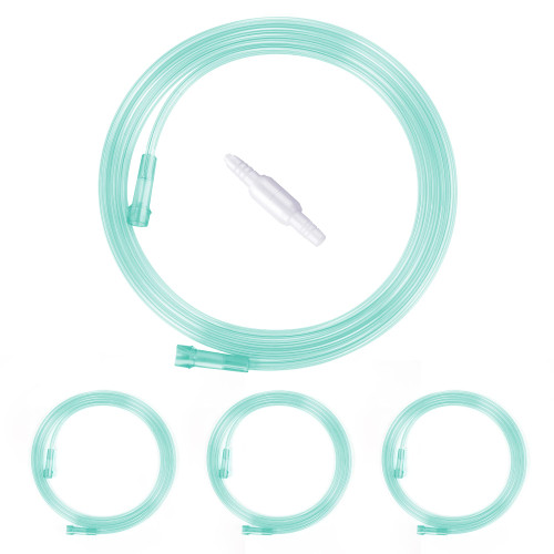 7Ft Oxygen Tubing, Crush Resistant High Flow Oxygen Tubing, 3 Pack Green Oxygen Tubing, Non Kinking Oxygen Tubing with Oxygen Tubing Connector
