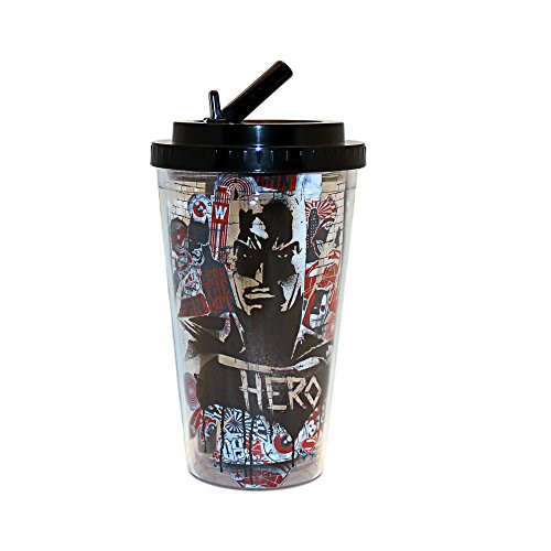 Silver Buffalo DJ0784 DC Comics Dawn of Justice Batman Hero Plastic Cold Cup with Flip Straw, 16-Ounces