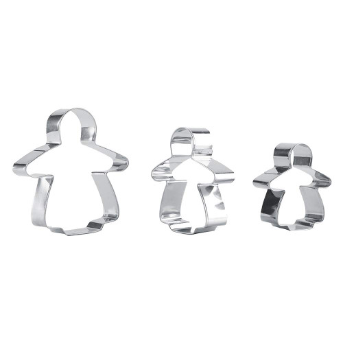 3Pcs Cookie Cutter, Stainless Steel Christmas Series 3D Mold Fondant Cake Decorating Tools for DIY Baking Gingerbread Cutters (Girl)