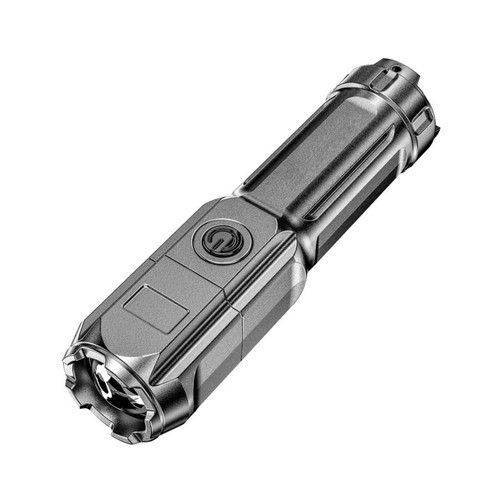 npkgvia Pattern Flashlight Outdoor Camping USB Flashlight Rechargeable Flashlight Portable Mini Rechargeable Torch 1200 Lumens 3 Modes USB Rechargeable Torch Mini Portable LED Light (Grey, One Size)