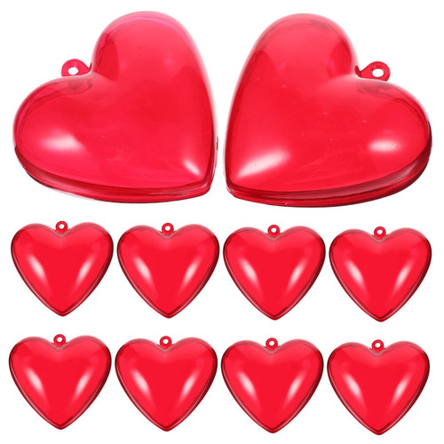 COOPHYA 10pcs Love Box Heart Shaped Ball Fillable Bauble DIY Craft Hanging Ornament Christmas Tree Ball Valentine Heart Balls Christmas Decor Valentine Balls Crafts Wedding Plastic