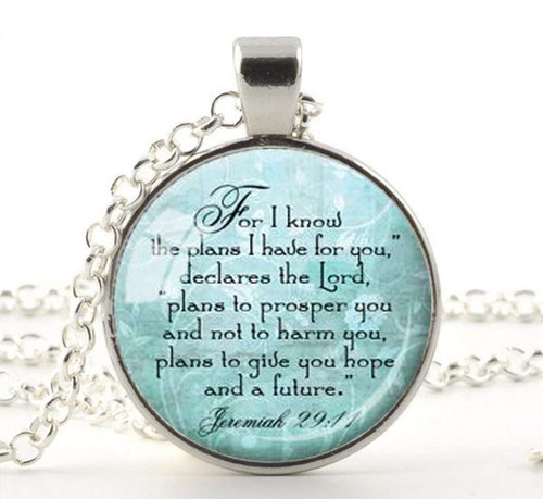 Jeremiah 29:11 Christian Pendant, Scripture Jewelry Christian Gift, Christian Bible Verse Necklace Jeremiah 29:11 Christian Pendant, Scripture Jewelry Christian Gift, Christian Bible Verse Necklace