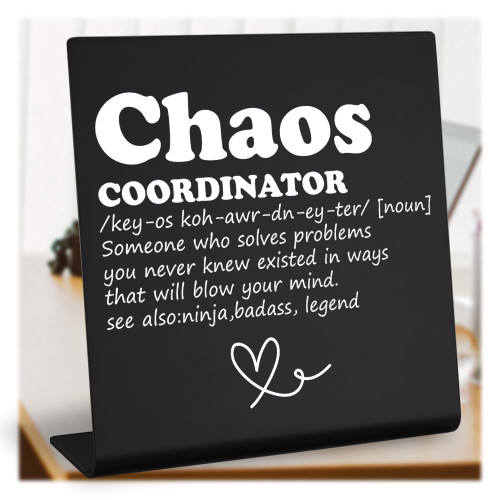Chaos Coordinator Sign, Funny Office Desk Decor for Women, Men, Coworker, Mom, Friends, Boss, Lady, Funny Chaos Coordinator Gift for Women, Boss, Coworker, Men, Staff, Funny Chaos Coordinator Desk Decor for coworkers, Women(PSdesk3)