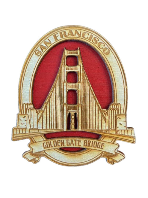 Wood Carved San Francisco Souvenir San Francisco, California Magnet Featuring The Golden Gate Bridge - Made in USA