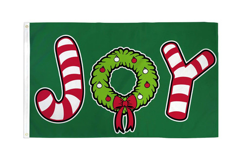 CHRISTMAS FLAGS CHRISTMAS HOUSE FLAGS 3x5 (JOY (CANDY CANE) FLAG 3X5FT POLY)