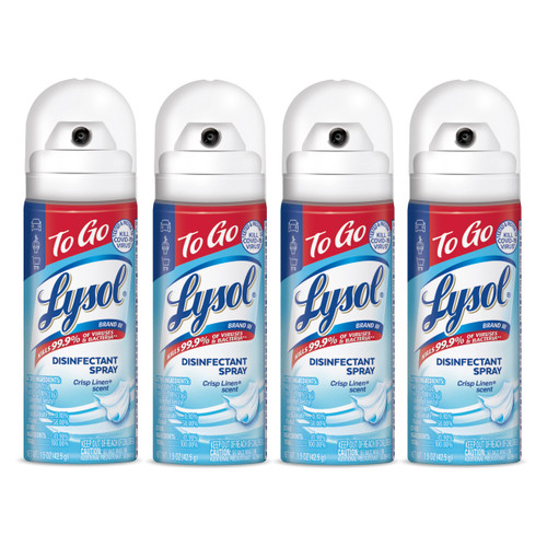 Lysol Disinfectant Spray - `To Go` - Crisp Linen, 1.5 Oz (Pack of 4)
