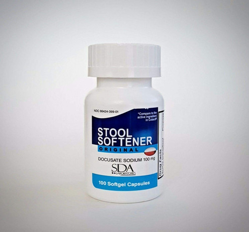 SDA Laboratories Original Stool Softener Docusate Sodium 100 mg - 100 Softgel Capsules