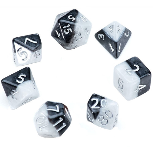 Gate Keeper Games Mighty Tiny Dice: Yin & Yang - 7 Piece Dice Set, Roleplaying Dice Set, 12mm
