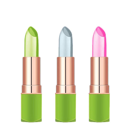 BUJIATANG Aloe Vera Lipstick Vibely Aloe Vera Lipstick Long Lasting Moisturizer Lip Balm Temperature Color Change Lip Gloss Set 3Pcs
