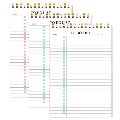 To Do List Notepad, Undated Daily Planner Notepad With To Do List Notebook Checklist Planner Spiral Waterproof Notepad for Office Supplies, School Planner, 3 Pack, 52 Sheets/Pack, 5.5"*8.3" A5 Size