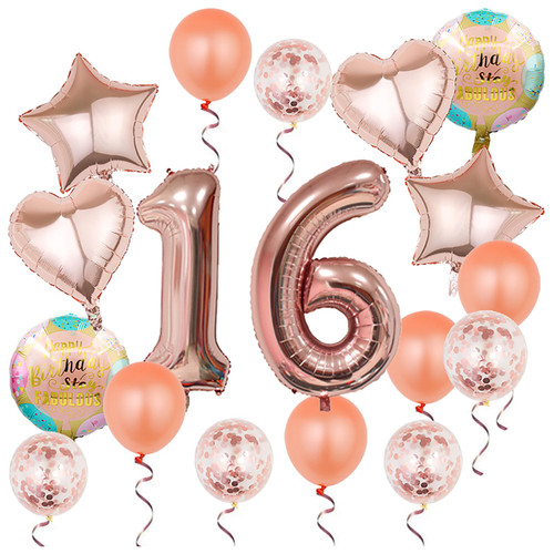 YFHVJTKO 16th Birthday Decorations Party Supplies,18 Pcs 40inch Number 16 Rose Gold Balloons set,16 Foil Mylar Balloons Latex Balloon Decoration,16th Party Balloons,16th Anniversary Party Decorations