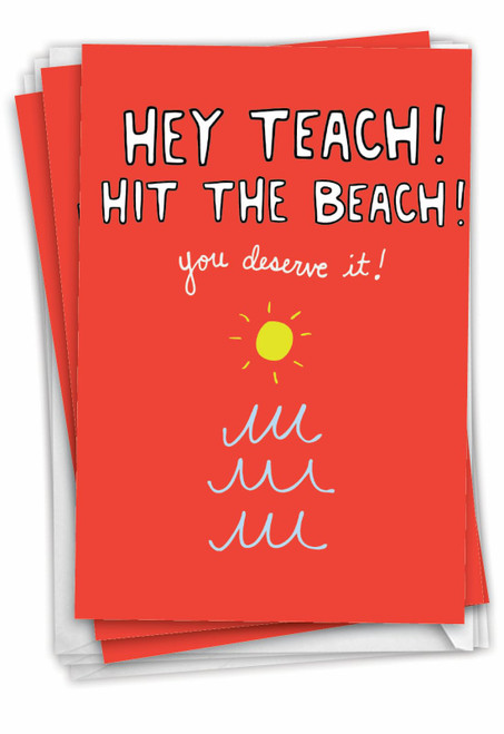 NobleWorks - Bulk Pack of 3 Teacher Thank You Greeting Cards with Envelopes (1 Designs, 3 Each) Student Gratitude Notecard, Appreciation for School Mentor, Coaches - Hey Teach C3147TTG-C3x1