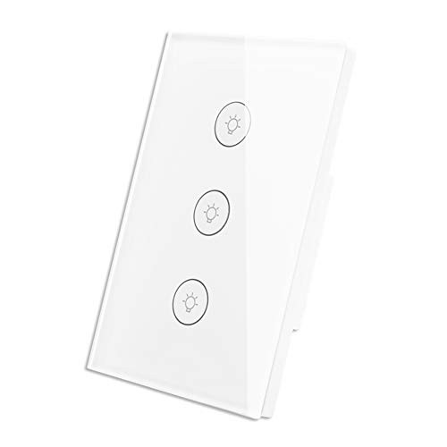 WiFi Smart Wall Touch Light Switch Glass Panel Wireless Remote Control by Mobile APP Anywhere Compatible with Alexa,Timing Function No Hub Required (Wall Switch 3 Gang)