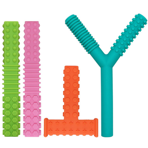 Sensory Chew Toys for Autistic Children, 4 Pack Silicone Chew Tube Teething Sticks Toys for Kids with Autism, ADHD, SPD, Chewies with Special Needs, Oral Motor Chewy Tool for Chewer Sensory Chew Toys for Autistic Children, 4 Pack Silicone Chew Tube Teething Sticks Toys for Kids with Autism, ADHD, SPD, Chewies with Special Needs, Oral Motor Chewy Tool for Chewer
