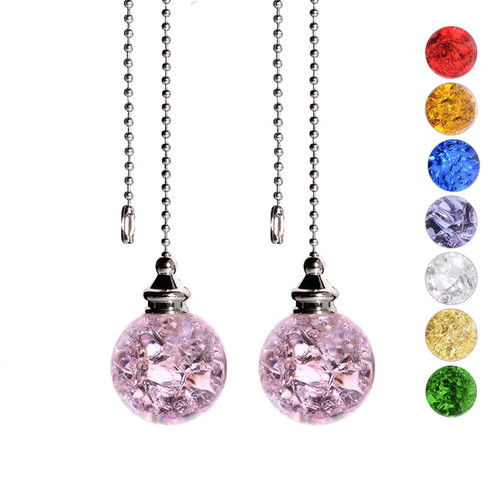 2PCS Ceiling Fan Pull Chain, Decorative Ceiling Fan Pulls Chain Extension, Ceiling Fan Pull Chain Ornaments, Ceiling Fan Chain with 21 Inches 3.2mm Diameter Beaded Ball Fan Pull Chain Extender, Pink