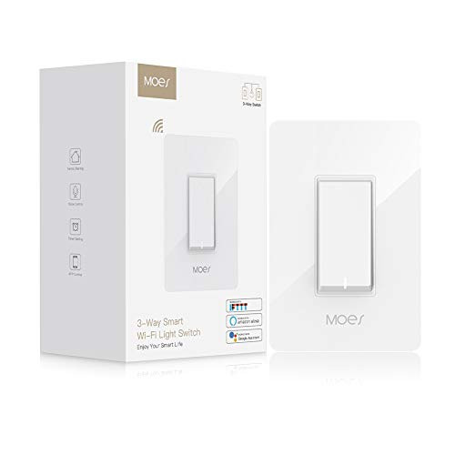 3 Way WiFi Smart Wall Light Switch Wireless Remote APP Control From Anywhere Compatible with Alexa and Google Home Timer Function No Hub Require(3-Way Smart Switch (1 Piece))