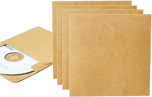 YSSZAM 25 Pcs Retro Brown Kraft Paper CD DVD Sleeves Envelopes Cardboard Storage Cases Holder DVD Cases