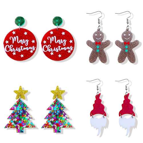 4 Pairs Acrylic Christmas Earrings for Women Christmas Dangle Earrings Christmas Tree Gingerbread Earrings Xmas Holiday Jewelry Gifts 4 Pairs Acrylic Christmas Earrings for Women Christmas Dangle Earrings Christmas Tree Gingerbread Earrings Xmas Holiday Jewelry Gifts