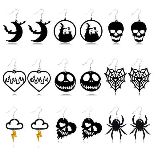 9 Pairs Halloween Earrings for Women Spooky Bat Witch Spider Web Skull Earrings Halloween Drop Dangle Earrings Costume Earrings Jewelry for Halloween Party 9 Pairs Halloween Earrings for Women Spooky Bat Witch Spider Web Skull Earrings Halloween Drop Dangle Earrings Costume Earrings Jewelry for Halloween Party