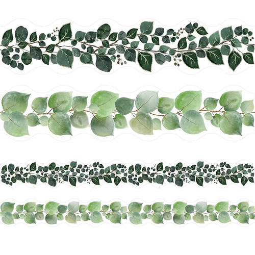 Eucalyptus Bulletin Board Border 36ft Two Sided Die-Cut Border Trim for Classroom Decoration School Family Party Leaves Border Eucalyptus Bulletin Board Border 36ft Two Sided Die-Cut Border Trim for Classroom Decoration School Family Party Leaves Border