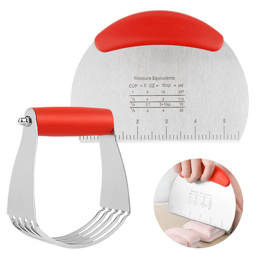 Pastry Cutter and Dough Blender Stainless Steel Pastry Blender Biscuit Cutter for Baking (Red)