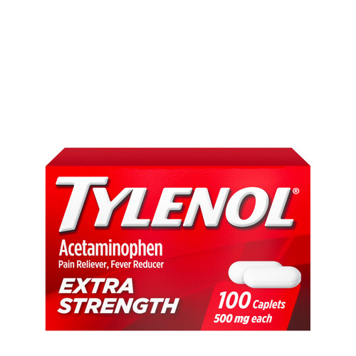 Tylenol Extra Strength Pain Reliever and Fever Reducer Caplets, 500 mg Acetaminophen Pain Relief Pills for Headache, Backache, Toothache & Minor Arthritis Pain Relief; 100 ct.; Pack of 1
