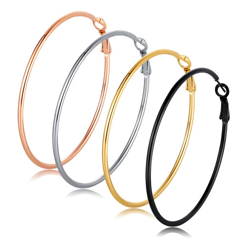 4 Pairs Big hoop earrings for Women Girls, 316L Stainless Steel Hypoallergenic Silver Plated 14K Rose gold plated Black gold plated Earrings Set?40mm?