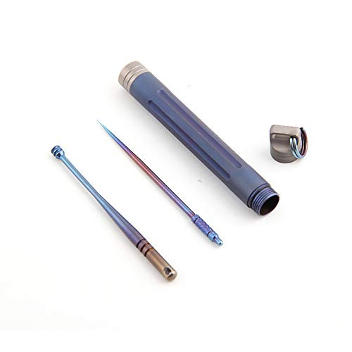 Hamans Waterproof eco-friendly Titanium toothpick holder Pill case Portable Titanium box (toothpick+holder(Blue))