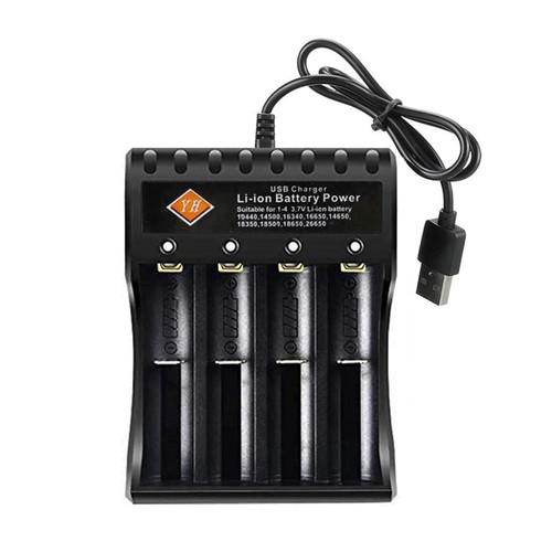 18650 Battery Charger 4 Bay Universal USB Smart Charger for 3.7V Rechargeable Lithium Li-ion Batteries Compatible 18650 26650 21700 10400 14500 16340 16650 18500 Battery Charger