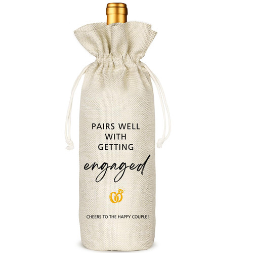 Socive Engagement Wine Bag,Engagement Gift,Personalized Engagement Wine Bag,Engagement Gift for Couples,Wedding Wine Bag,Newlywed,Bride Gif-Pairs Well with Getting Engaged
