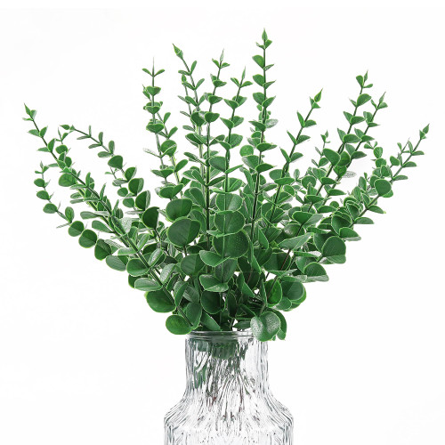 SITUMEIZI 24pcs Eucalyptus Stems Artificial Eucalyptus Leaves Stems 15" Faux Greenery Branches for Wedding Bouquet Centerpiece Decor Flowers Home Office Decoration(Green)