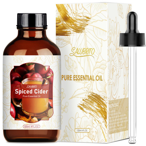 SALUBRITO Spiced Cider Essential Oil, 4 Fl.Oz (120ml) Pure & Natural Fragrance Oils, Winter Scented Oil for Diffuser, Great for Skin, Massage, Candle & Soap Making, Strong Scented