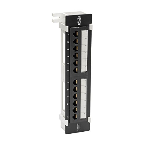 TRIPP LITE Cat5/Cat5e Wall-Mount PoE+ Compliant Patch Panel 12-Port 110/Krone 568A/B RJ45 Ethernet TAA (N050-P12)