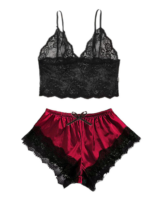 nutolyric Women Lingerie Lace Babydoll Strap Chemise Halter Teddy V Neck Sleepwear(L, Red) nutolyric Women Lingerie Lace Babydoll Strap Chemise Halter Teddy V Neck Sleepwear(L, Red)