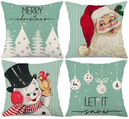 Kithomer Christmas Decorations Pillow Covers 18x18 Set of 4 Stripes Santa Snowman Snowflake Merry Christmas Tree Let It Snow Hello Winter Holiday Kithomer Christmas Decorations Pillow Covers 18x18 Set of 4 Stripes Santa Snowman Snowflake Merry Christmas Tree Let It Snow Hello Winter Holiday