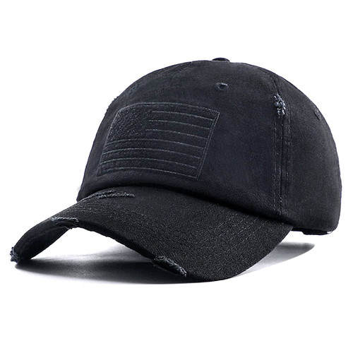Vintage Washed Distressed Cotton Dad Hat Baseball Cap Adjustable Polo Trucker Unisex Style Headwear Black