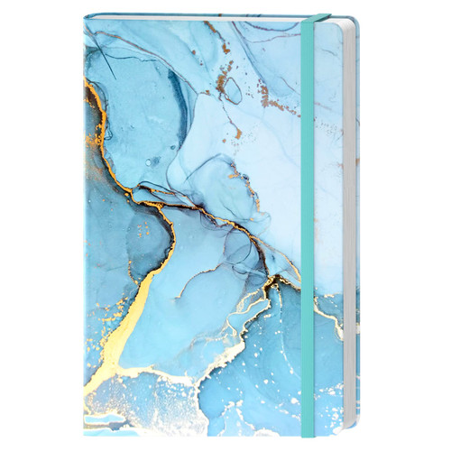 Huamxe Lined Journal Notebook, Marble Hardcover Journal for Women, Medium 5.7 x 8.4 in, 160 Pages Thick Paper, Cute Aesthetic A5 College Ruled Notebook for Journaling Writing Work Office School, Blue