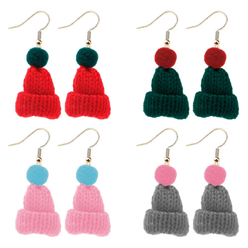 Hofar 4 Pairs Christmas Earrings for Womens Girls Holiday Earrings Christmas Drop Dangle Earrings Set Xmas Holiday Hook Earrings Cute Christmas Party Jewelry Gifts