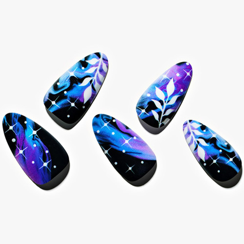 Black Press on Nails Medium, GLAMERMAID Galaxy Short Almond Fake Nails Almond, Dark Gothic False Nail Kits with Leaves Design, Shimmer Stick Glue on Nails Sets, Reusable Oval Gel Nails for Women Gift Black Press on Nails Medium, GLAMERMAID Galaxy Short Almond Fake Nails Almond, Dark Gothic False Nail Kits with Leaves Design, Shimmer Stick Glue on Nails Sets, Reusable Oval Gel Nails for Women Gift
