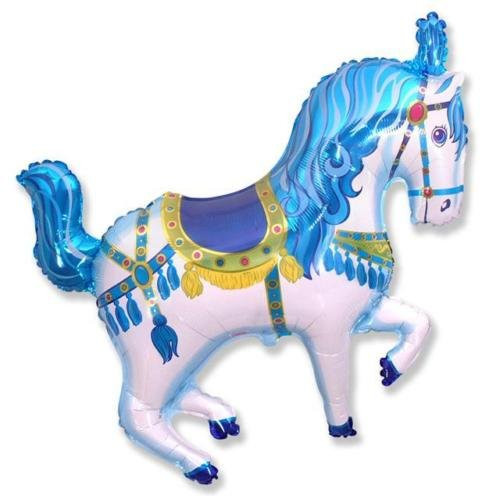 Flexmetal Blue Carnival/Circus Horse Shaped 26" Foil Balloon