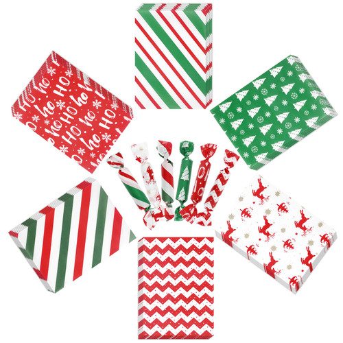 FINGOOO Christmas Candy Wrappers,300 Pieces 3.5 x 5 Inches Wax Paper Candy Wrappers for Caramels Chocolate Candy Bar Wrappers Nonstick Hard Candy Wrappers
