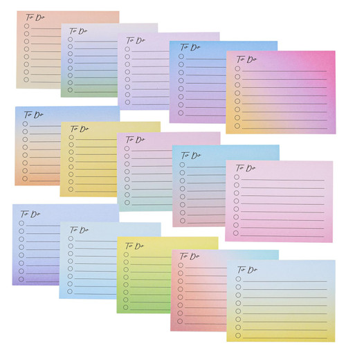 EOOUT 15 Packs to Do List Sticky Notes, 750 Sheets Self-Stick Notes with Line, 3x4 Inch Adhesive Memo Sticky Notes Notepad Bulk, Home Office School Planner Reminder Supplies (Gradient Colors)