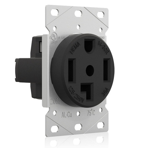 ELEGRP 30 Amps 125/250V Dryer Outlet, Flush Mounting Power Outlet, NEMA 14-30R, Straight Blade Heavy Duty Dryer Receptacle, Grounding, 3 Pole 4 Wire, UL Listed, 1 Pack ELEGRP 30 Amps 125/250V Dryer Outlet, Flush Mounting Power Outlet, NEMA 14-30R, Straight Blade Heavy Duty Dryer Receptacle, Grounding, 3 Pole 4 Wire, UL Listed, 1 Pack